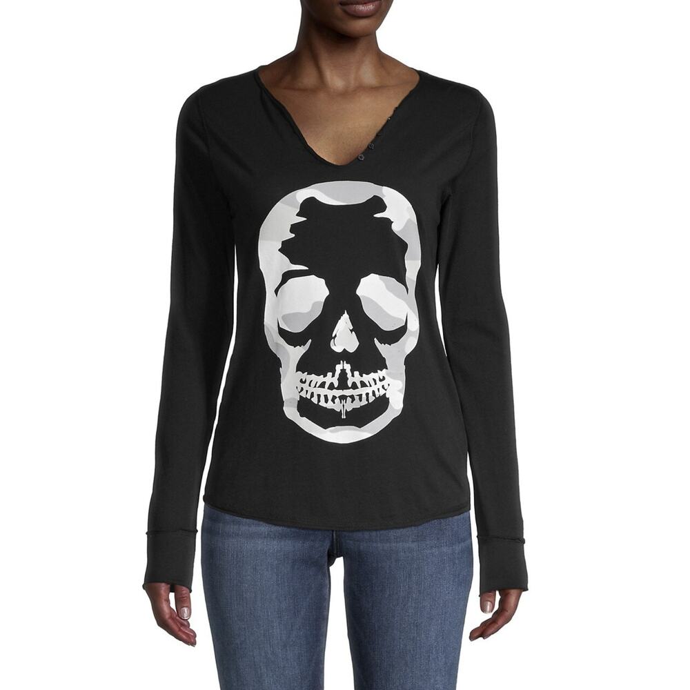 NEW ZADIG & VOLTAIRE Tunisien Black Skull Top - Medium